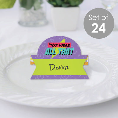 90's Throwback - 1990s Party Tent Buffet Card - Table Setting Name Place Cards - Set of 24