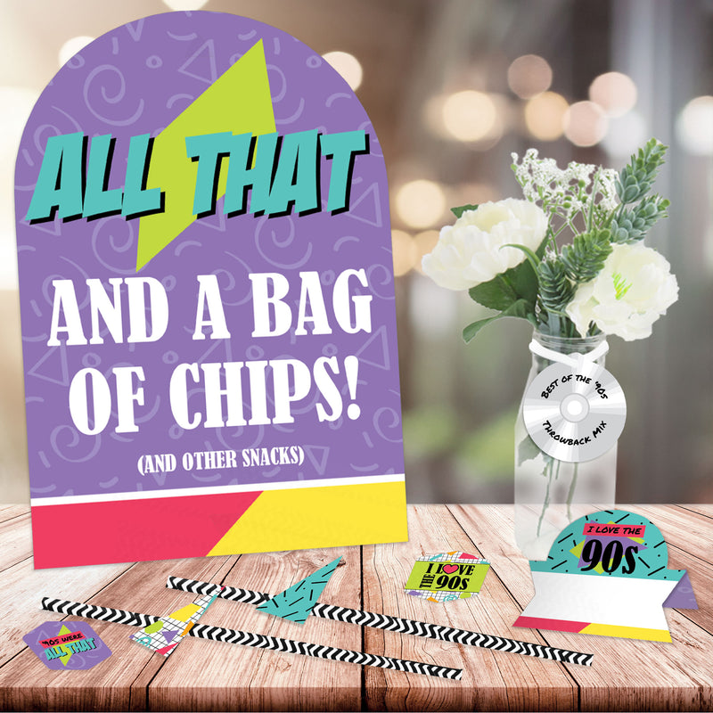 90’s Throwback - DIY 1990s Party Signs - Snack Bar Decorations Kit - 50 Pieces