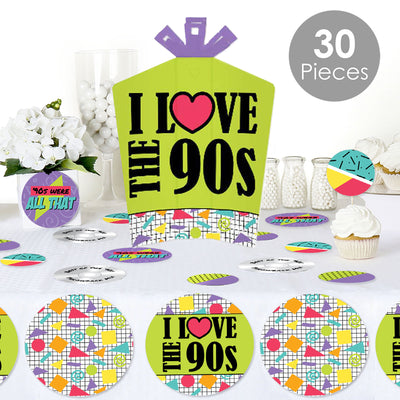 90's Throwback - 1990s Party Decor and Confetti - Terrific Table Centerpiece Kit - Set of 30