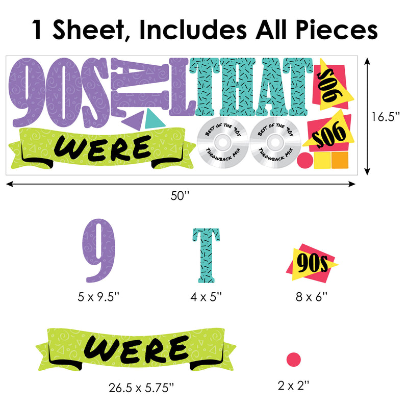 90’s Throwback - Peel and Stick 1990s Party Decoration - Wall Decals Backdrop