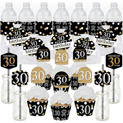 Adult 30th Birthday - Gold - Birthday Party Favors and Cupcake Kit - Fabulous Favor Party Pack - 100 Pieces