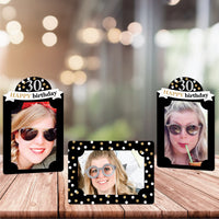 Adult 30th Birthday - Gold - Birthday Party 4x6 Picture Display - Paper Photo Frames - Set of 12