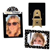 Adult 30th Birthday - Gold - Birthday Party 4x6 Picture Display - Paper Photo Frames - Set of 12