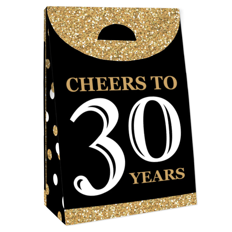 Adult 30th Birthday - Gold - Birthday Gift Favor Bags - Party Goodie Boxes - Set of 12