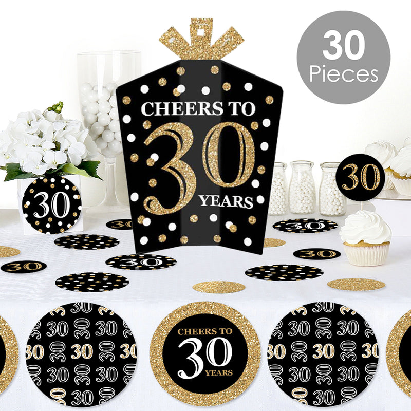 Adult 30th Birthday - Gold - Birthday Party Decor and Confetti - Terrific Table Centerpiece Kit - Set of 30