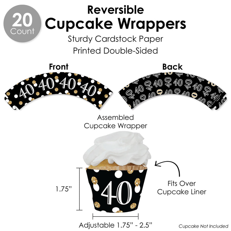 Adult 40th Birthday - Gold - Birthday Party Favors and Cupcake Kit - Fabulous Favor Party Pack - 100 Pieces