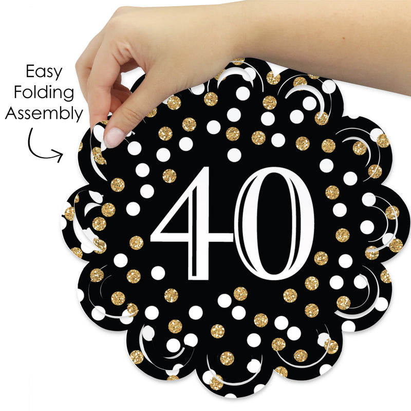 Adult 40th Birthday - Gold - Birthday Party Round Table Decorations - Paper Chargers - Place Setting For 12