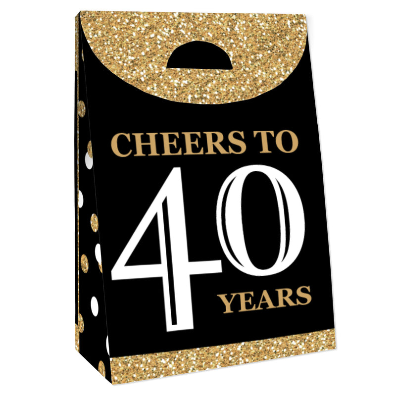 Adult 40th Birthday - Gold - Birthday Gift Favor Bags - Party Goodie Boxes - Set of 12