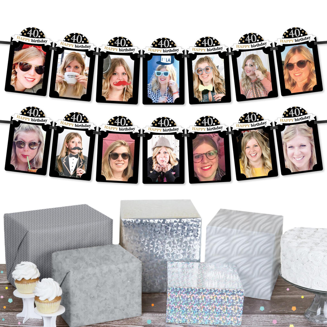 Adult 40th Birthday - Gold - DIY Birthday Party Decor - Picture Display - Photo Banner