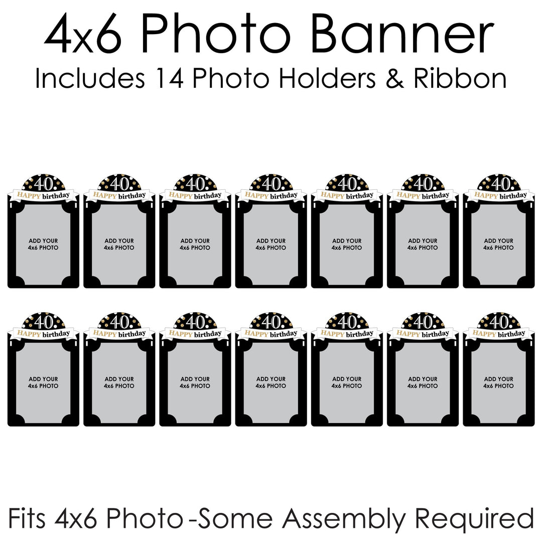Adult 40th Birthday - Gold - DIY Birthday Party Decor - Picture Display - Photo Banner