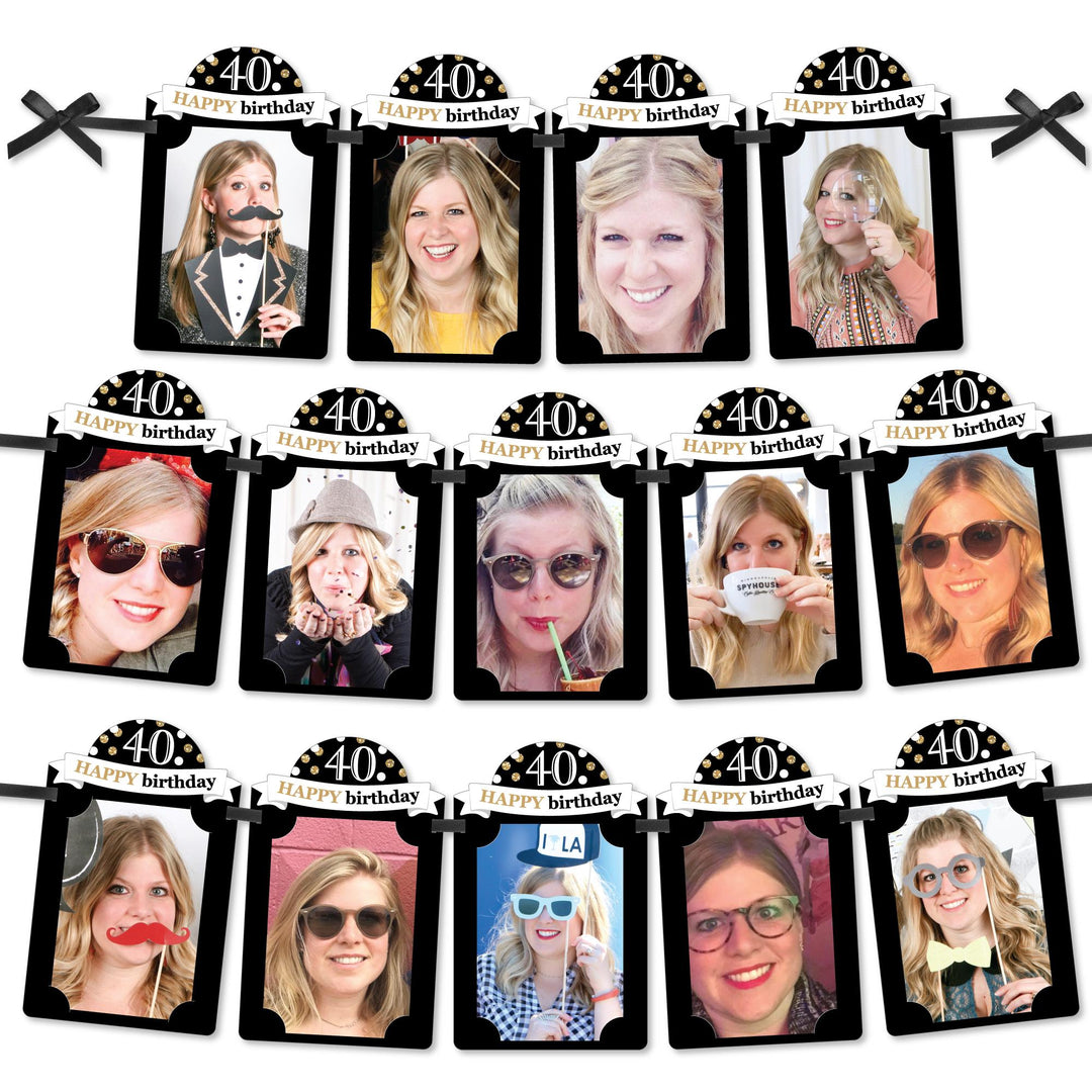 Adult 40th Birthday - Gold - DIY Birthday Party Decor - Picture Display - Photo Banner