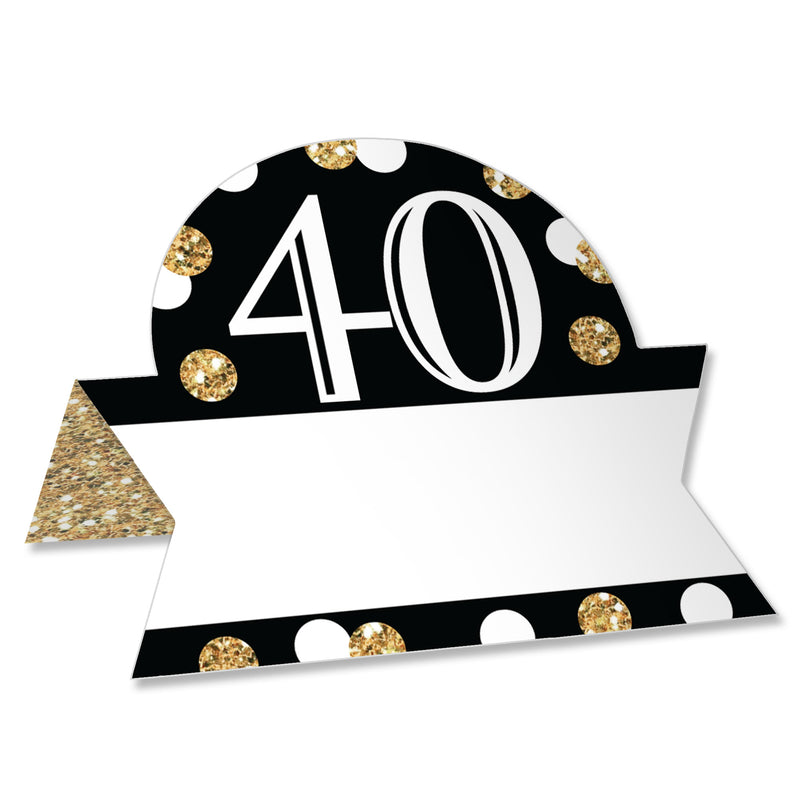 Adult 40th Birthday - Gold - Birthday Party Tent Buffet Card - Table Setting Name Place Cards - Set of 24