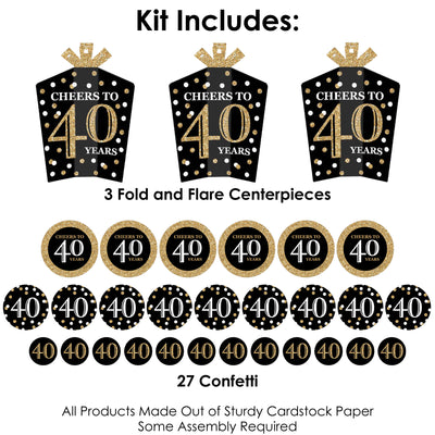 Adult 40th Birthday - Gold - Birthday Party Decor and Confetti - Terrific Table Centerpiece Kit - Set of 30