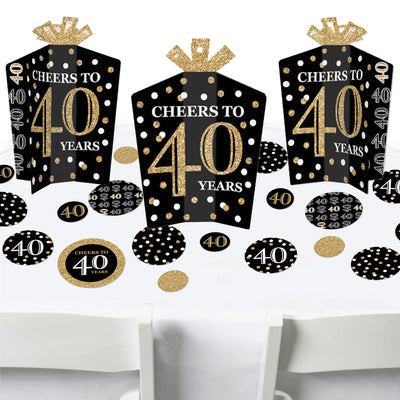 Adult 40th Birthday - Gold - Birthday Party Decor and Confetti - Terrific Table Centerpiece Kit - Set of 30