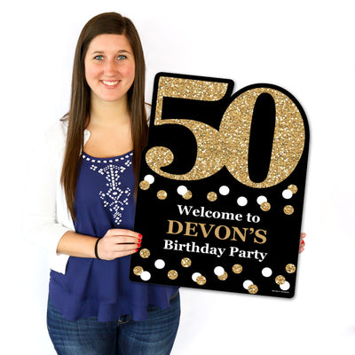 Adult 50th Birthday - Gold - Party Decorations - Birthday Party Personalized Welcome Yard Sign