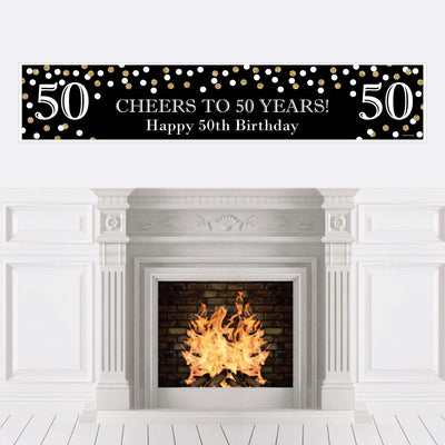 Adult 50th Birthday - Gold - Happy Birthday Decorations Party Banner