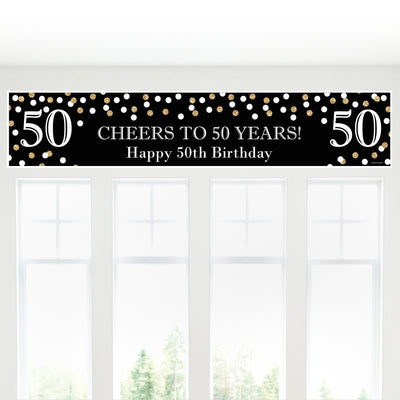 Adult 50th Birthday - Gold - Happy Birthday Decorations Party Banner