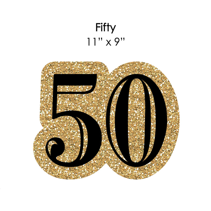 Adult 50th Birthday - Gold Lawn Decorations - Outdoor Birthday Party Yard Decorations - 10 Piece