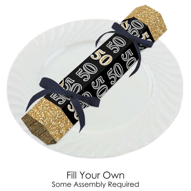 Adult 50th Birthday - Gold - No Snap Birthday Party Table Favors - DIY Cracker Boxes - Set of 12