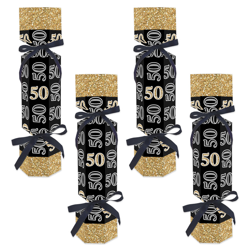 Adult 50th Birthday - Gold - No Snap Birthday Party Table Favors - DIY Cracker Boxes - Set of 12