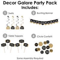 Adult 50th Birthday - Gold - Birthday Party Supplies Decoration Kit - Decor Galore Party Pack - 51 Pieces