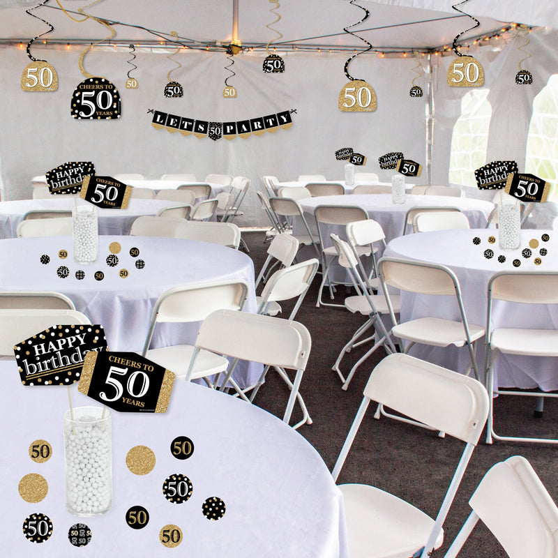 Adult 50th Birthday - Gold - Birthday Party Supplies Decoration Kit - Decor Galore Party Pack - 51 Pieces