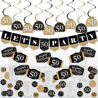 Adult 50th Birthday - Gold - Birthday Party Supplies Decoration Kit - Decor Galore Party Pack - 51 Pieces