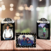 Adult 50th Birthday - Gold - Birthday Party 4x6 Picture Display - Paper Photo Frames - Set of 12