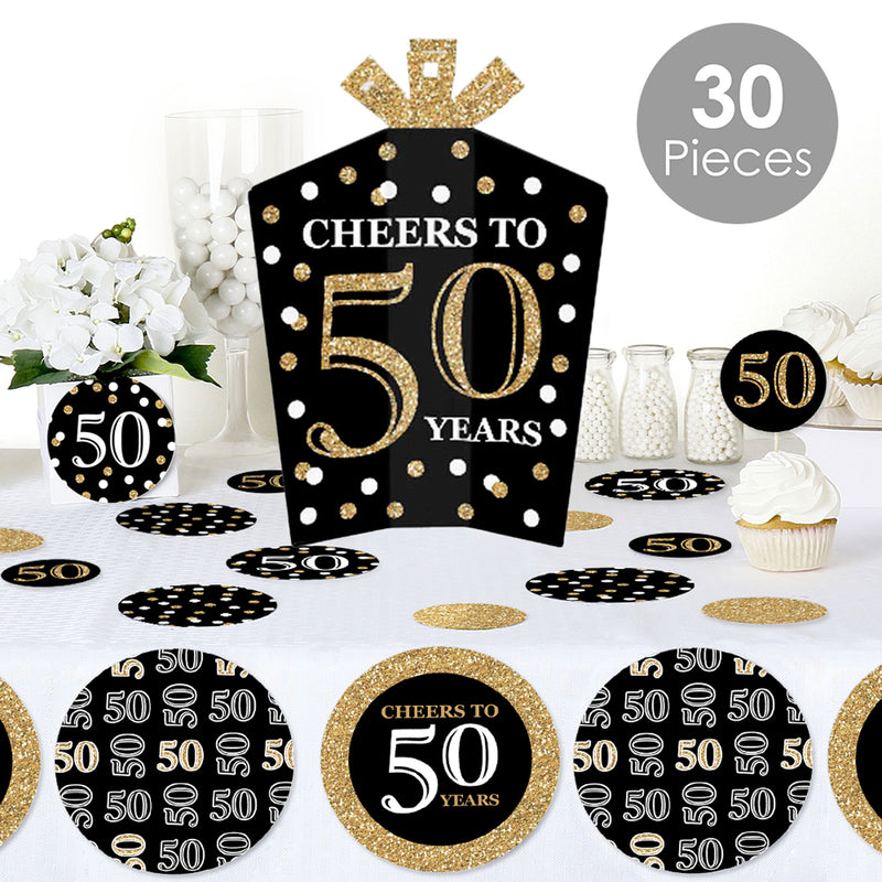 Adult 50th Birthday - Gold - Birthday Party Decor and Confetti - Terrific Table Centerpiece Kit - Set of 30