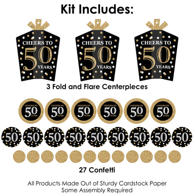 Adult 50th Birthday - Gold - Birthday Party Decor and Confetti - Terrific Table Centerpiece Kit - Set of 30