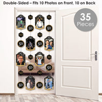 Adult 50th Birthday - Gold - Birthday Party DIY Backdrop Decor - Hanging Vertical Photo Garland - 35 Pieces