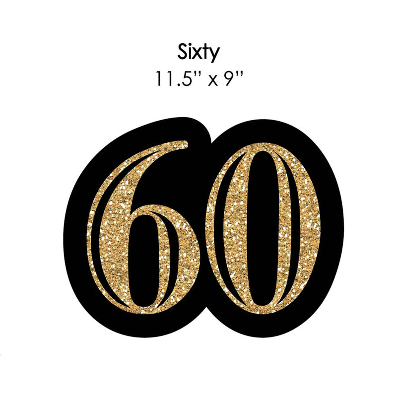 Adult 60th Birthday - Gold Lawn Decorations - Outdoor Birthday Party Yard Decorations - 10 Piece