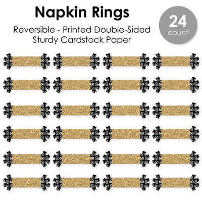 Adult 60th Birthday - Gold - Birthday Party Paper Napkin Holder - Napkin Rings - Set of 24