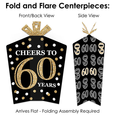 Adult 60th Birthday - Gold - Birthday Party Decor and Confetti - Terrific Table Centerpiece Kit - Set of 30