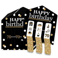 Adult 70th Birthday - Gold - Birthday Party Game Pickle Cards - Pull Tabs 3-in-a-Row - Set of 12