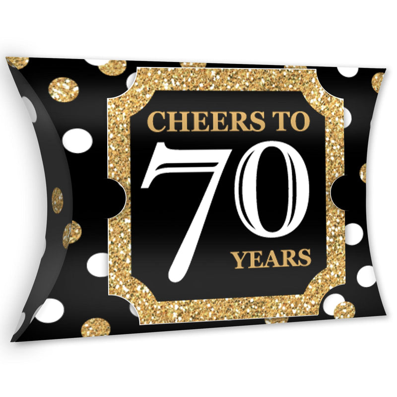 Adult 70th Birthday - Gold - Favor Gift Boxes - Birthday Party Large Pillow Boxes - Set of 12