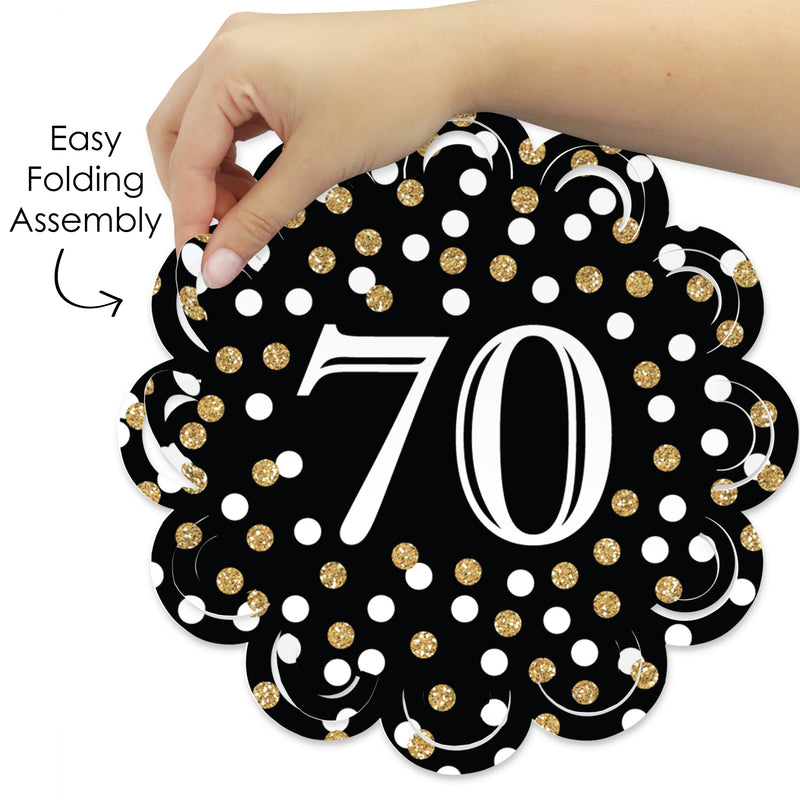 Adult 70th Birthday - Gold - Birthday Party Round Table Decorations - Paper Chargers - Place Setting For 12