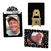 Adult 70th Birthday - Gold - Birthday Party 4x6 Picture Display - Paper Photo Frames - Set of 12