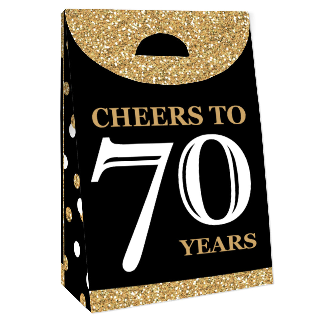 Adult 70th Birthday - Gold - Birthday Gift Favor Bags - Party Goodie Boxes - Set of 12