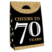 Adult 70th Birthday - Gold - Birthday Gift Favor Bags - Party Goodie Boxes - Set of 12