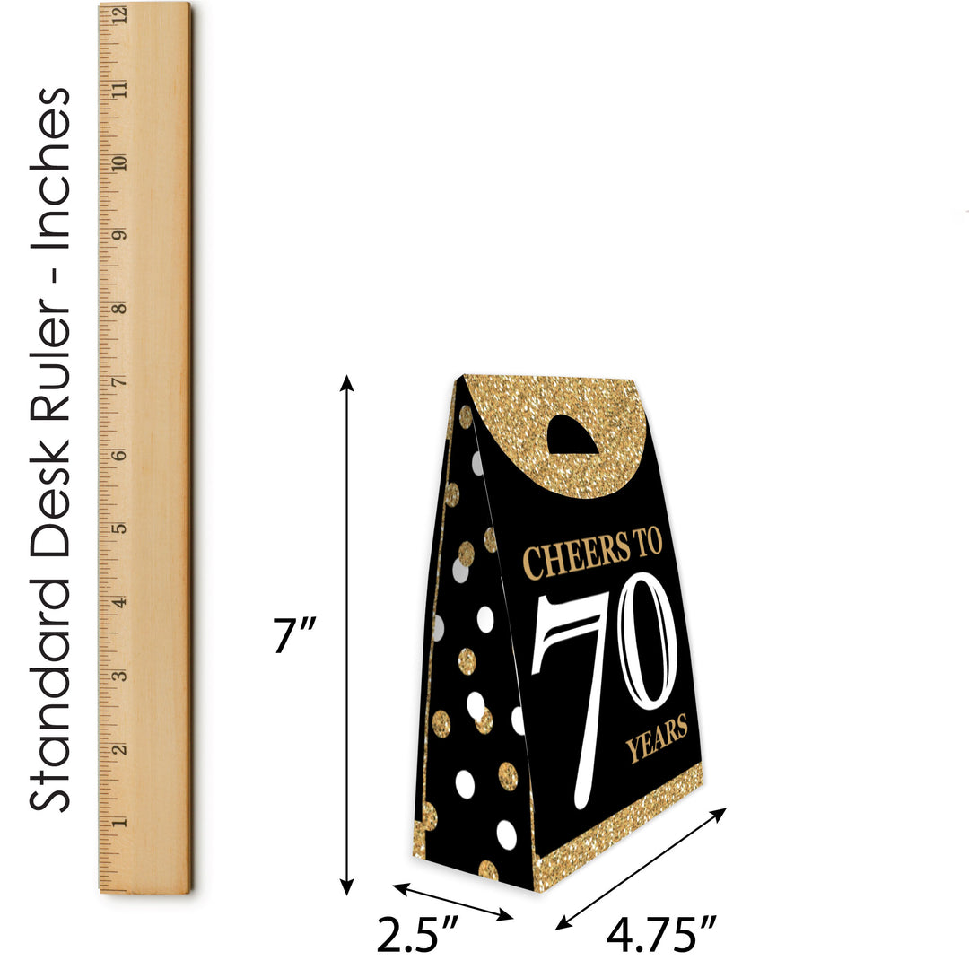 Adult 70th Birthday - Gold - Birthday Gift Favor Bags - Party Goodie Boxes - Set of 12
