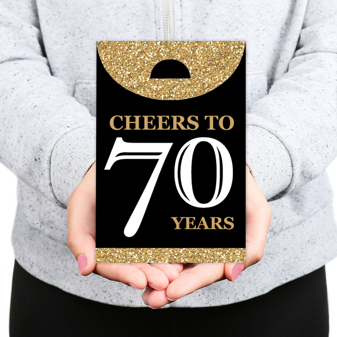 Adult 70th Birthday - Gold - Birthday Gift Favor Bags - Party Goodie Boxes - Set of 12