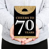 Adult 70th Birthday - Gold - Birthday Gift Favor Bags - Party Goodie Boxes - Set of 12