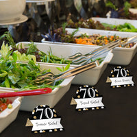 Adult 70th Birthday - Gold - Birthday Party Tent Buffet Card - Table Setting Name Place Cards - Set of 24