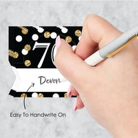 Adult 70th Birthday - Gold - Birthday Party Tent Buffet Card - Table Setting Name Place Cards - Set of 24