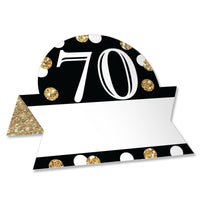 Adult 70th Birthday - Gold - Birthday Party Tent Buffet Card - Table Setting Name Place Cards - Set of 24