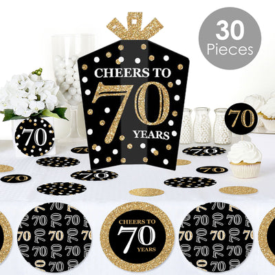 Adult 70th Birthday - Gold - Birthday Party Decor and Confetti - Terrific Table Centerpiece Kit - Set of 30