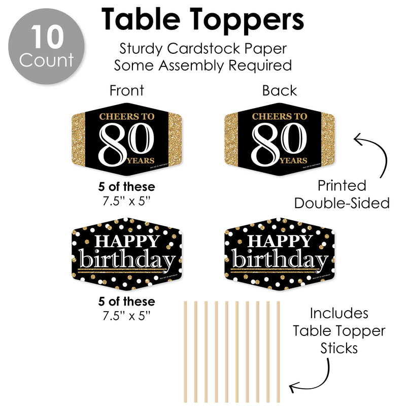 Adult 80th Birthday - Gold - Birthday Party Supplies Decoration Kit - Decor Galore Party Pack - 51 Pieces