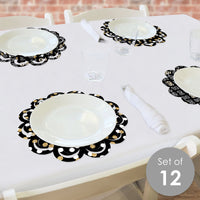 Adult 80th Birthday - Gold - Birthday Party Round Table Decorations - Paper Chargers - Place Setting For 12