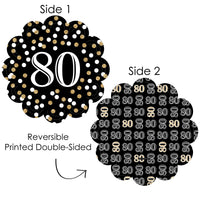 Adult 80th Birthday - Gold - Birthday Party Round Table Decorations - Paper Chargers - Place Setting For 12